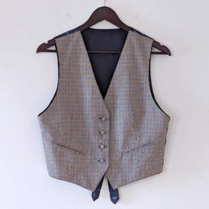 VINTAGE 90s Houndstooth Vest | Academia Clothing | Button Up Vest